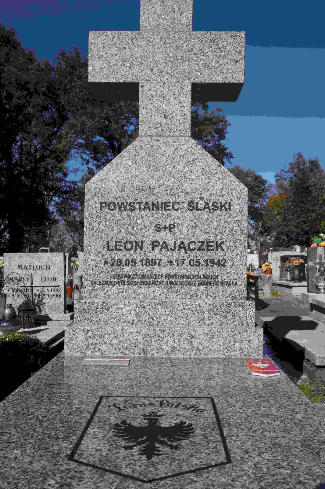 Powstańczy nagrobek postawiony przez katowicki IPN na grobie Leona Pajączka. Zdj. Wacław Troszka