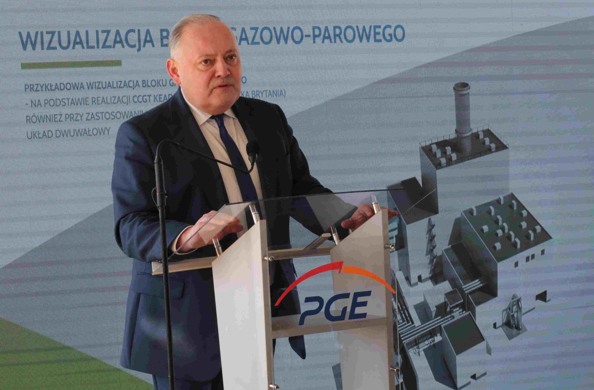 Prezes zarządu PGE Wojciech Dąbrowski podkreślał, że nowy rybnicki blok poprawi bezpieczeństwo energetyczne kraju. Zapewnił też, że nie będzie on zasilany rosyjskim gazem. Zdj. Wacław Troszka