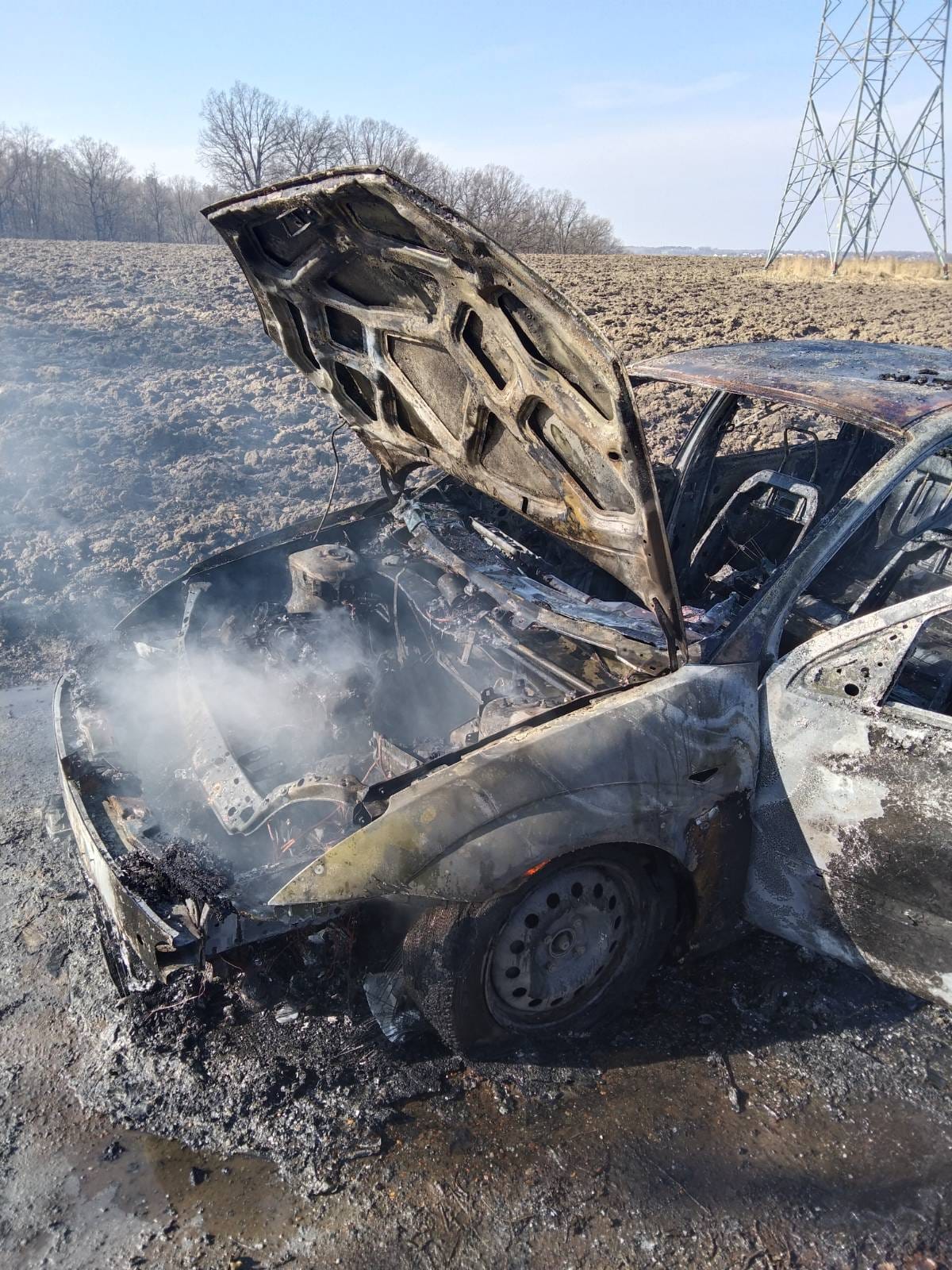 Pożar samochodu w Łukowie Śląskim. Zdj. PSP Rybnik