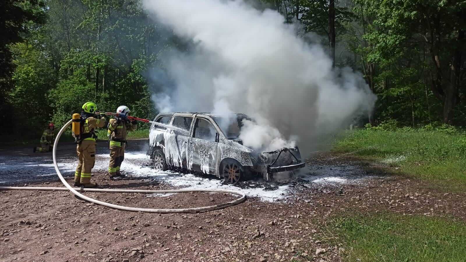 Pożar auta na ulicy Sygnały w Rybniku. Zdj. PSP Rybnik