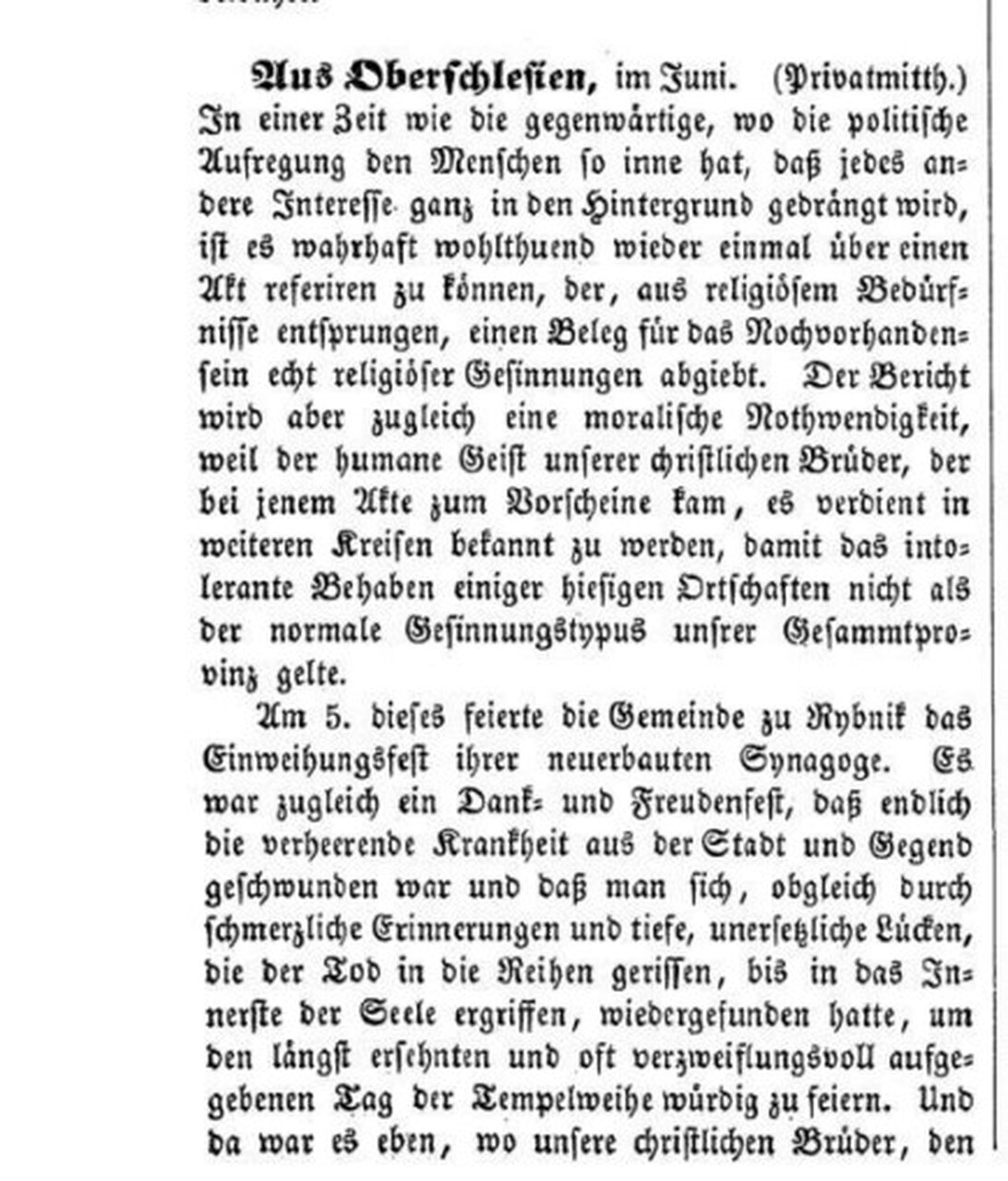 Allgemeine Zeitung des Judenthums (10.7.1848) fragment