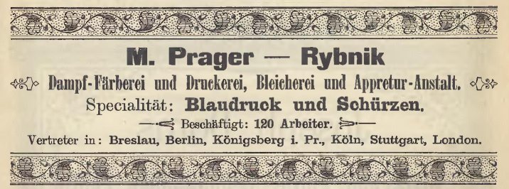 Reklama fabryki Moritza Pragera z 1892 r.